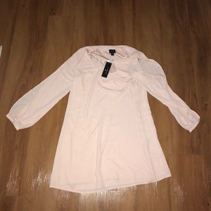 Petite wedding formal split sleeve blush dress